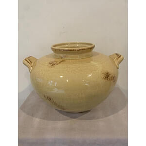Haeger Pottery Yellow Cream Vase Handles Made In Dundee, Illinois USA